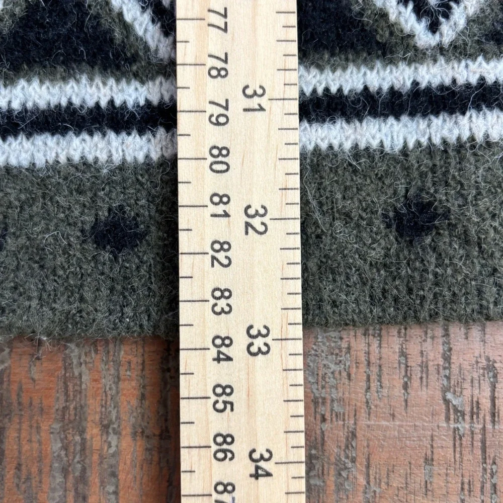 Frye XL Olive Green Boho Southwestern Tribal Geometric Open Duster Cardigan - Picture 6 of 10
